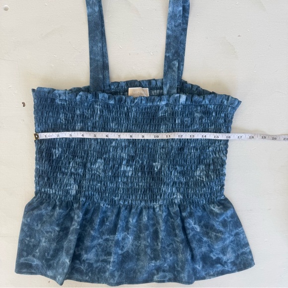 Michael Kors Blue Tie Dye Tank Peplum Square Neckline Stretch Size Large - Picture 6 of 6